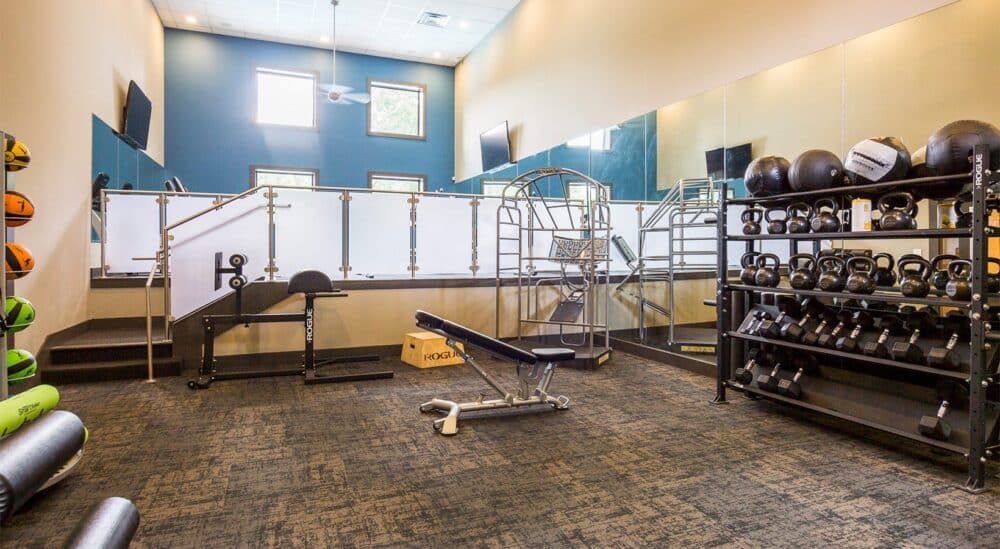 Fitness center at The Overlook apartments in sandy springs, Atlanta, GA